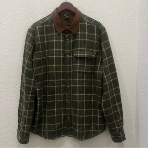 Oakley Bear Cozy 2.0 Flannel Shirt Green Brown Plaid Long Sleeve US Sz Large